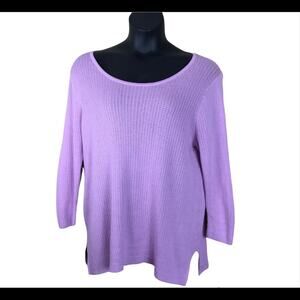 SOFT SURROUNDINGS Pink Eyelet Pullover Top w/ side slits Sz Large